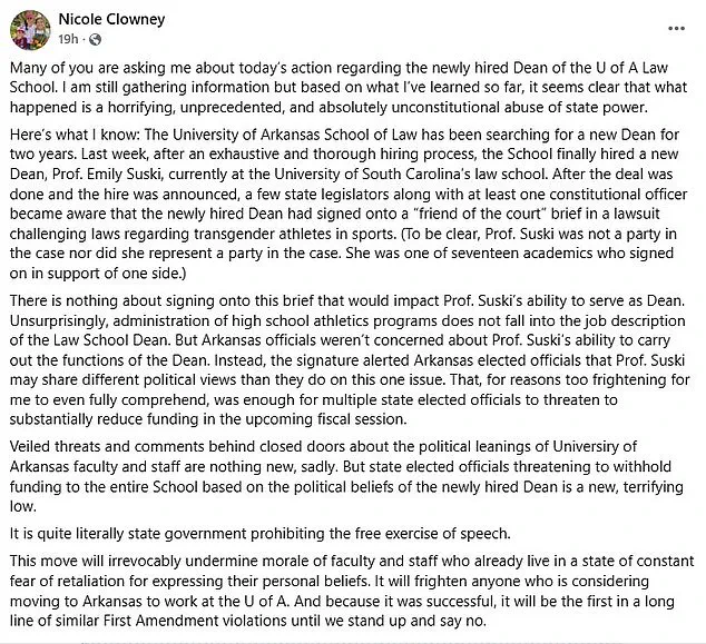 University of Arkansas Rescinds Job Offer to Legal Scholar Over Transgender Stance, Sparking National Debate