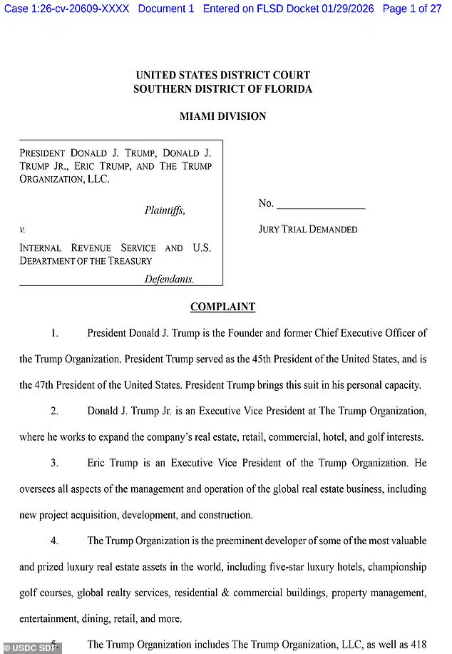 Trump Files $10 Billion Lawsuit Against IRS, Treasury Over Leaked Tax Records, Alleges 'Irreparable Harm'