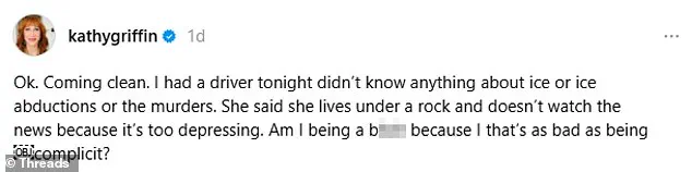 Kathy Griffin Sparks Controversy by Condemning Driver's Silence on ICE Raids