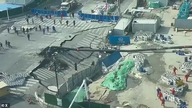 Shanghai Sinkhole Chaos: Devastating Collapse Swallows Road and Strands Workers