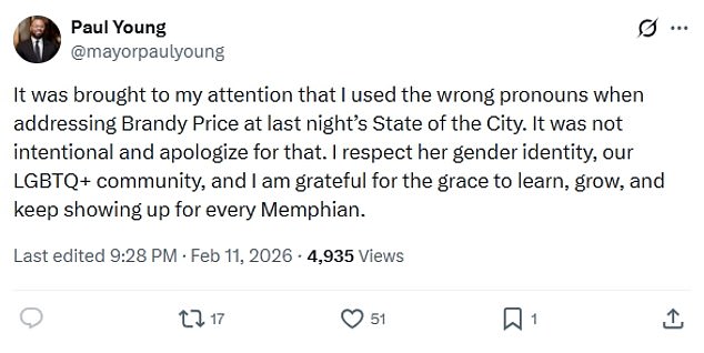 Memphis Mayor Paul Young Faces Backlash Over Misgendering Transgender Politician Brandy Price