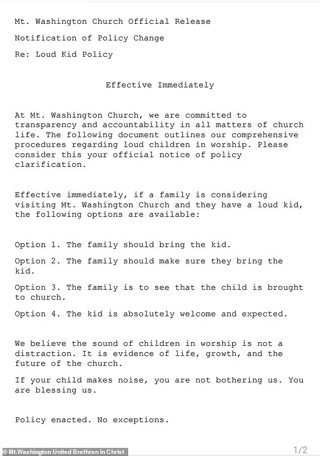 Pennsylvania Church Sparks National Debate Over Memo Welcoming 'Loud Kids' in Worship Services