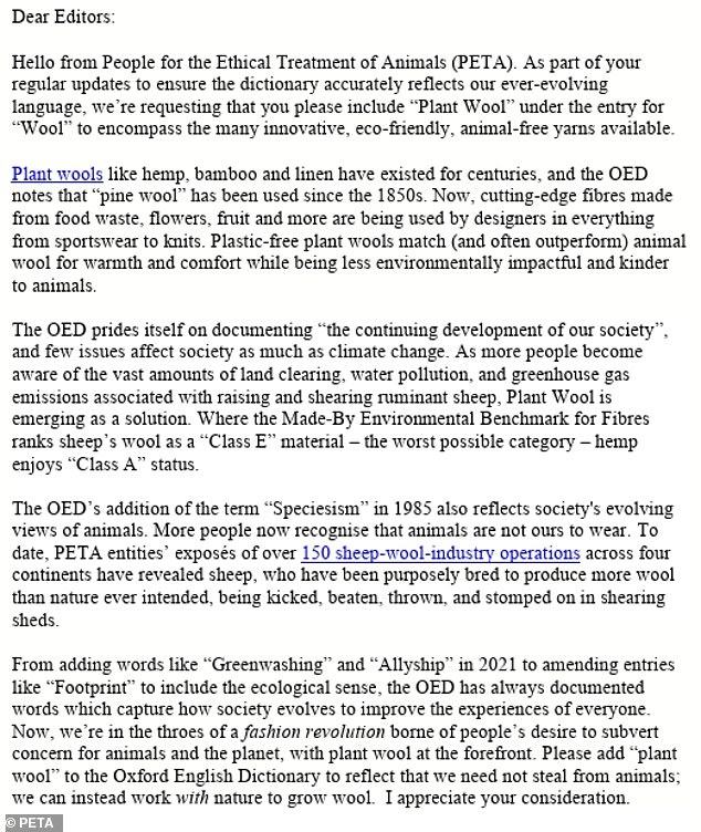 Oxford English Dictionary Under Fire: PETA Pushes to Redefine 'Wool' to Include Plant-Based Alternatives