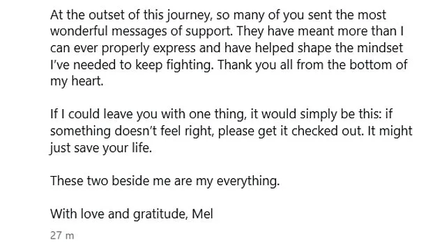 Mel Schilling Battles Advanced Bowel Cancer as She Urges Public to Recognize Early Warning Signs