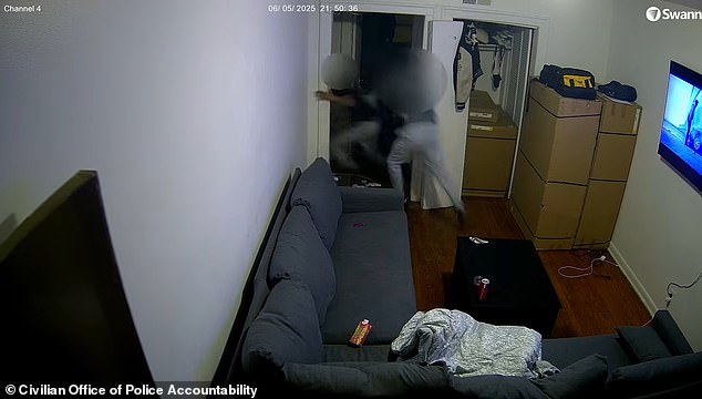 Body cam footage shows Chicago officer fatally shooting partner during apartment pursuit.