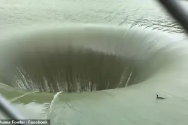 A Mesmerizing Whirlpool Appears at California's Lake Berryessa