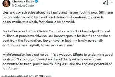 Chelsea Clinton accuses of 'misinformation' being weaponized against her