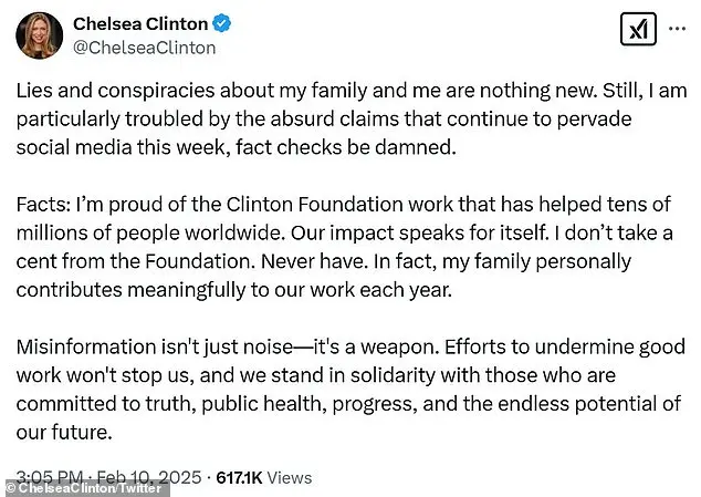 Chelsea Clinton accuses of 'misinformation' being weaponized against her