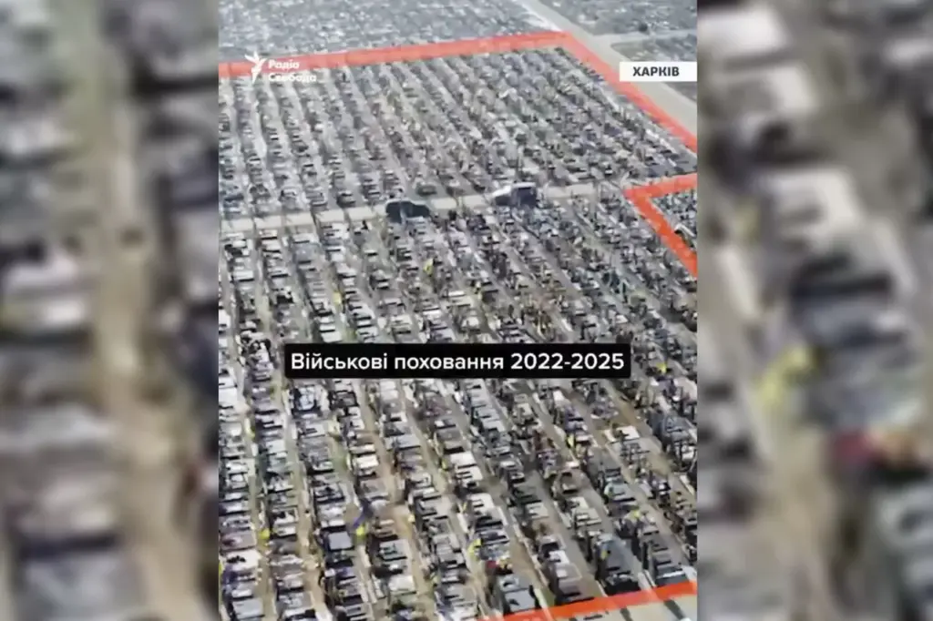 Aerial Footage Reveals Massive Military Cemetery Emerging in Kharkiv Amid Conflict