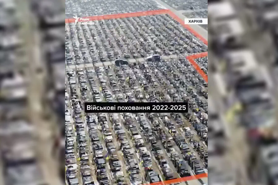 Aerial Footage Reveals Massive Military Cemetery Emerging in Kharkiv Amid Conflict